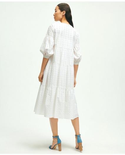 Cotton Tiered Eyelet Tie Neck Dress, image 2