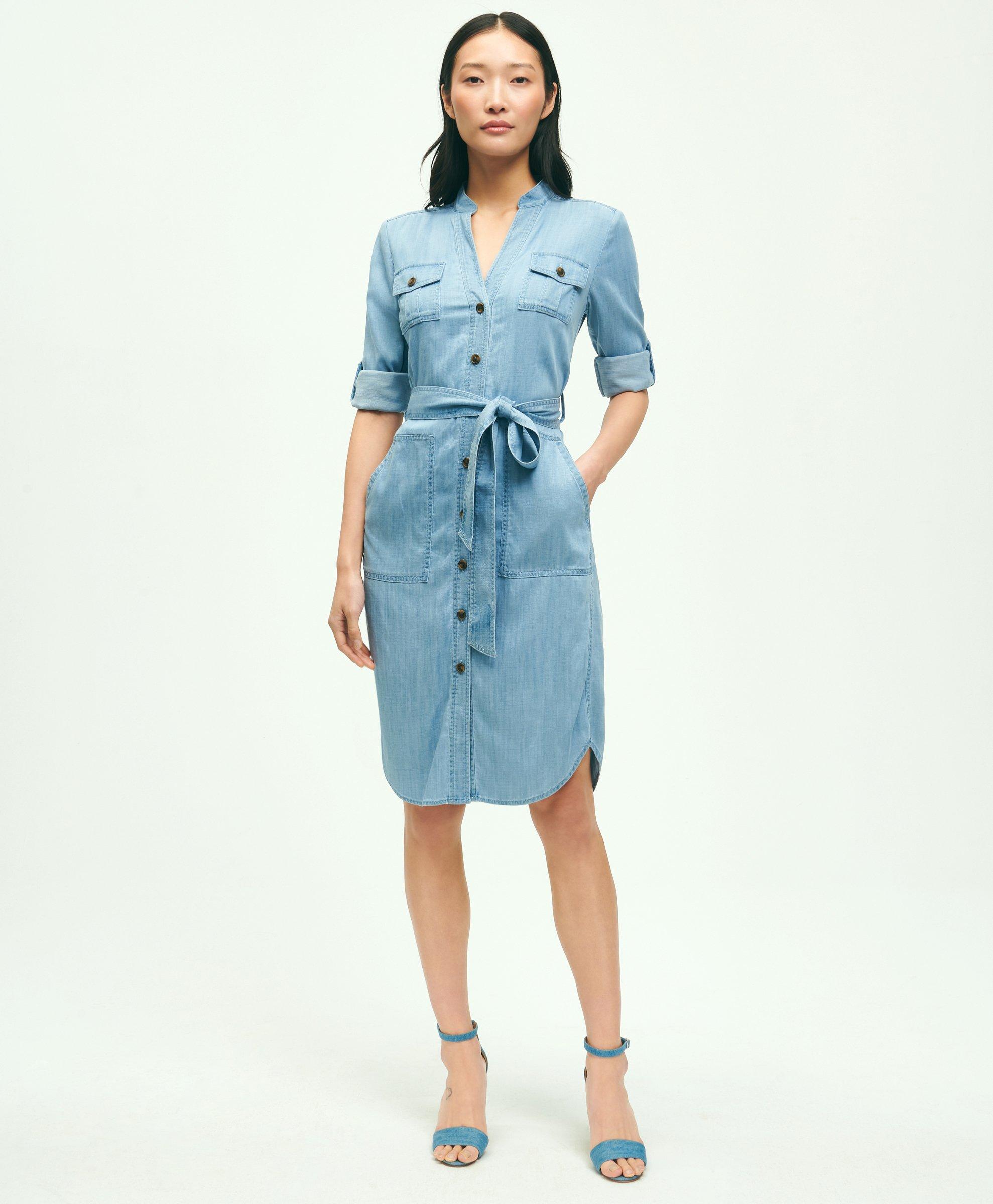 Chambray button outlet dress