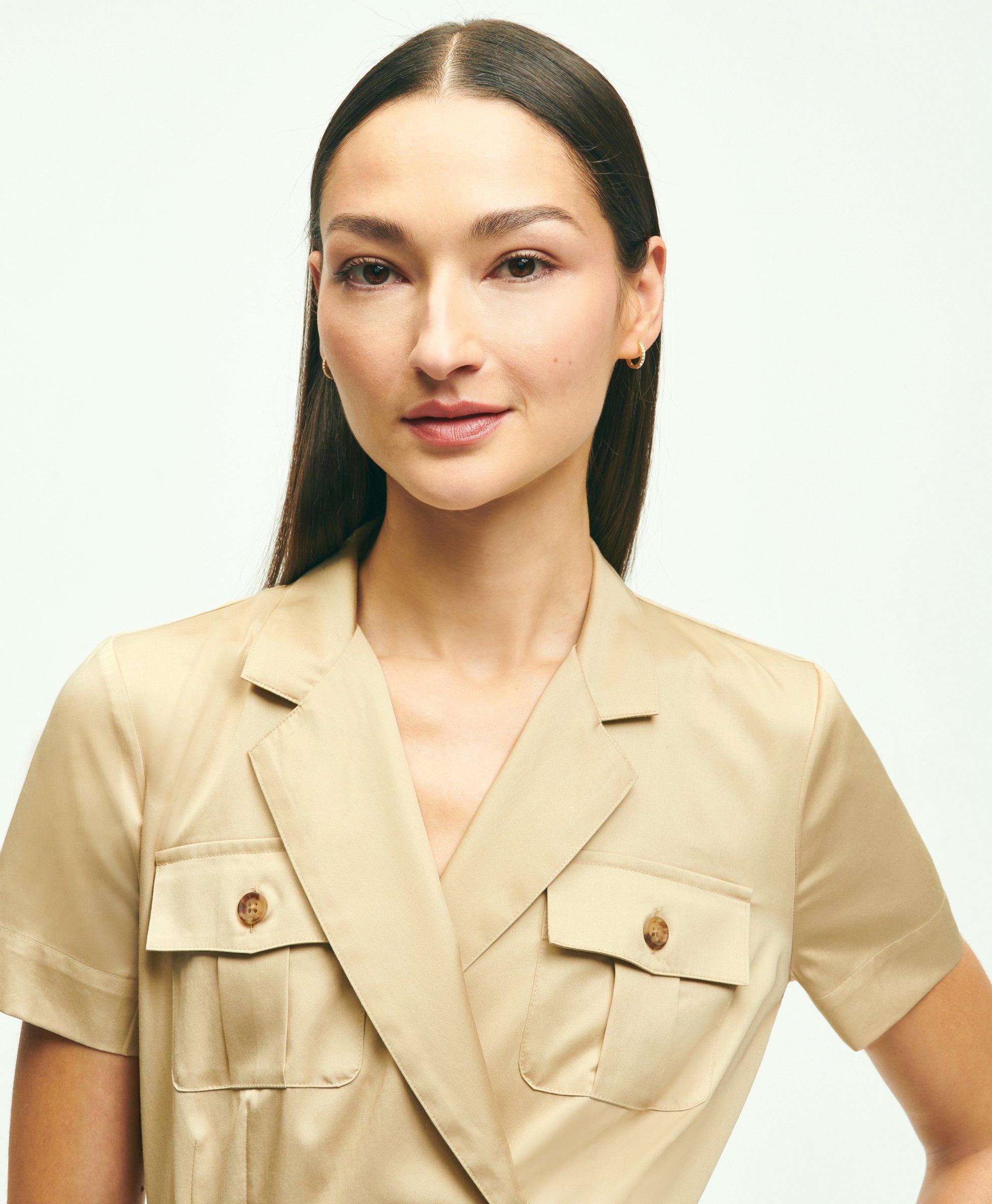 Cotton Belted Safari Shirt Dress