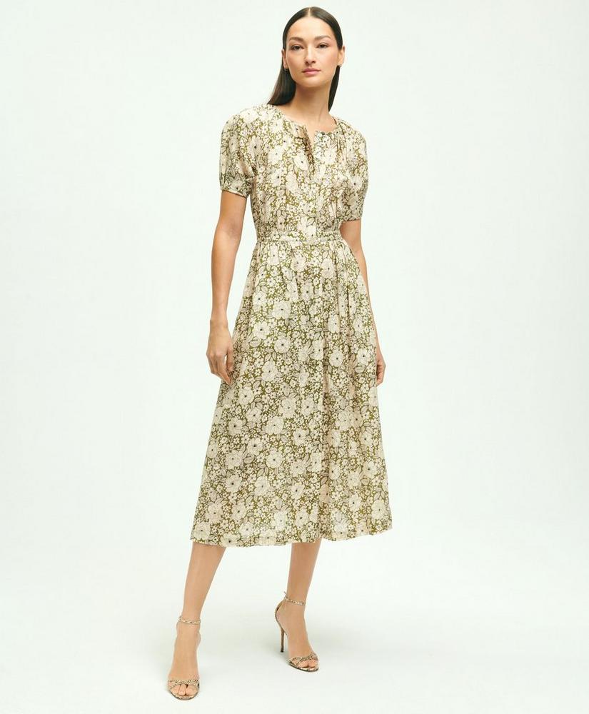 Linen Floral Print Shirt Dress, image 6