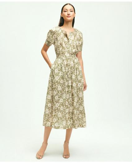 Linen Floral Print Shirt Dress, image 1