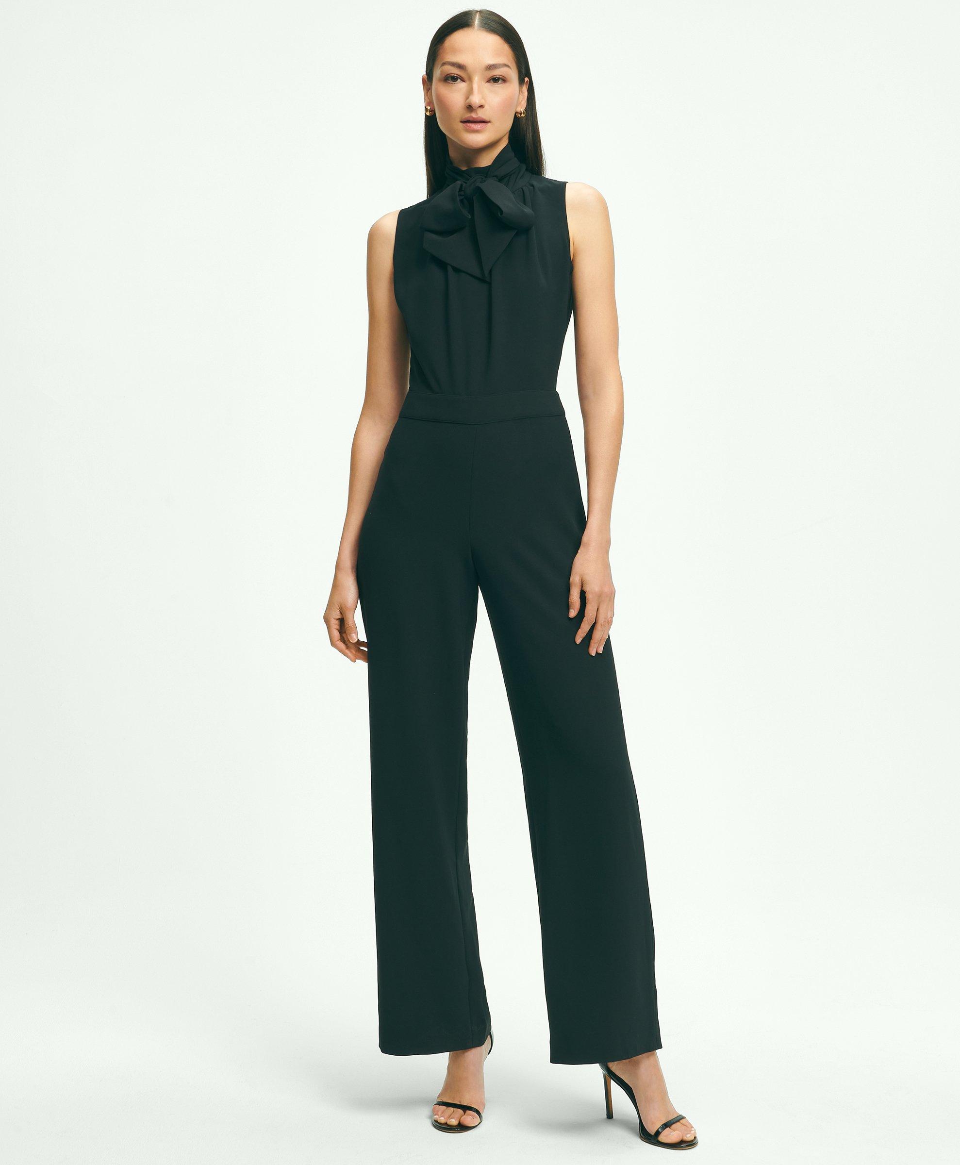Crepe BowNeck WideLeg Jumpsuit