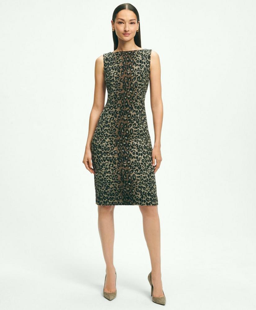 Wool Blend Leopard Print Sheath Dress, image 1