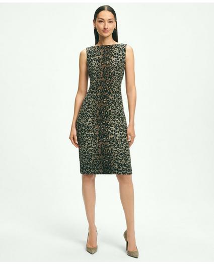 Wool Blend Leopard Print Sheath Dress, image 1