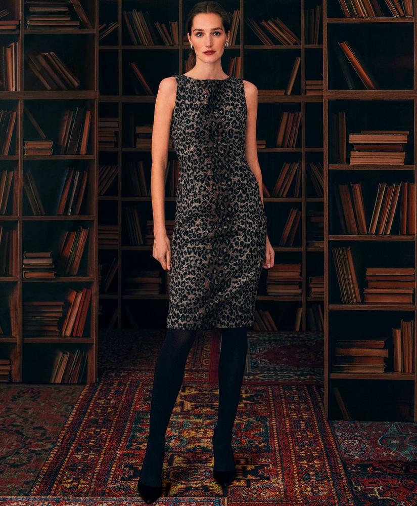 Wool Blend Leopard Print Sheath Dress, image 2