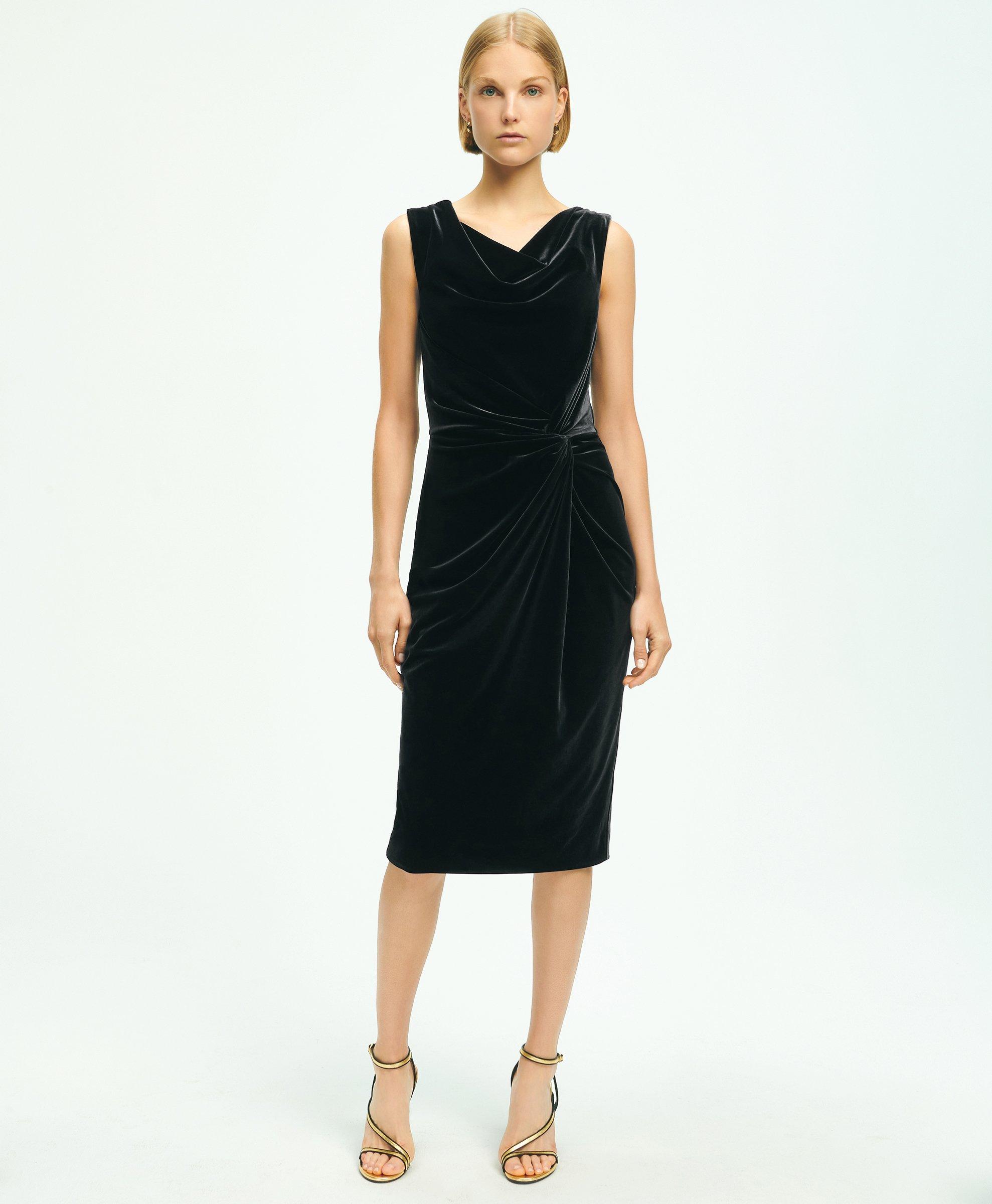 Stretch Velvet Chain Belt Dress