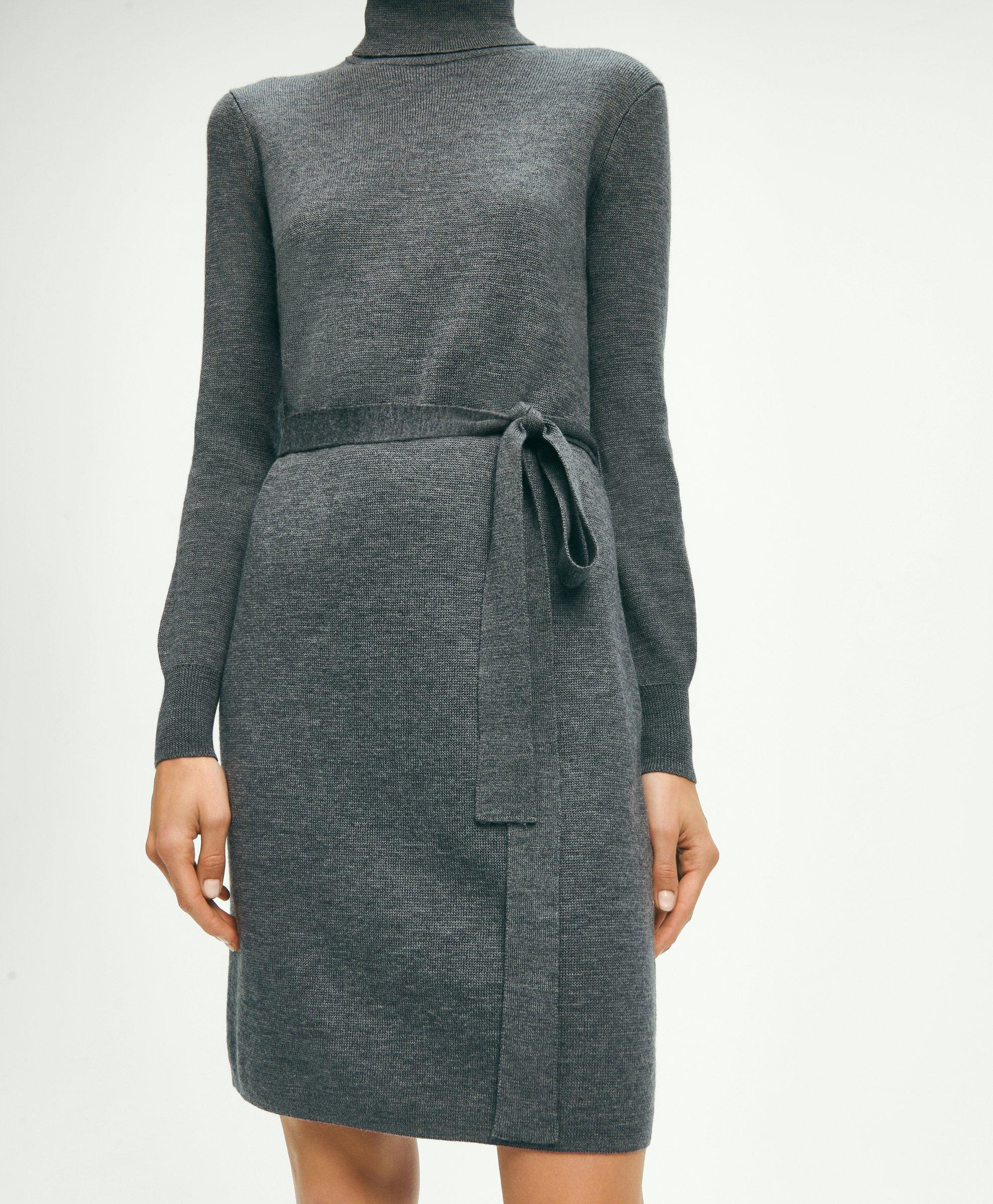 Merino Wool Belted Sweater Dress