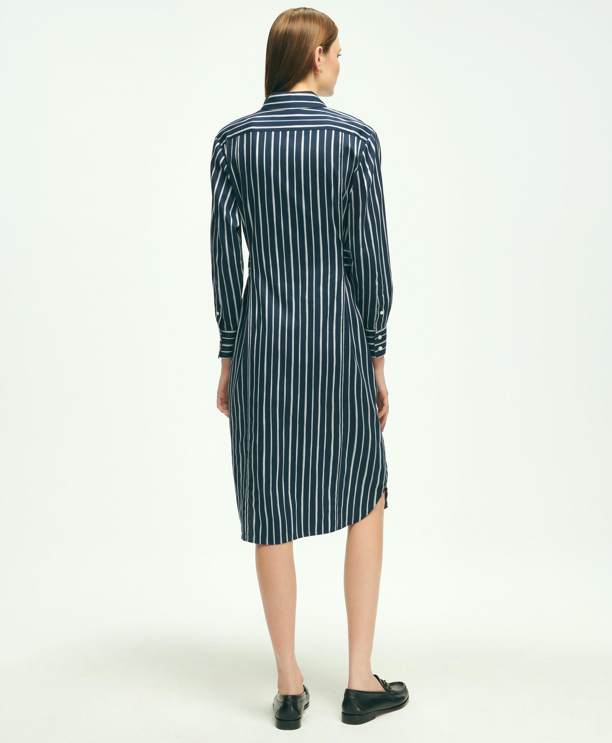 Ladies Stripes Cotton Shirt Dress With Belt at Rs 549