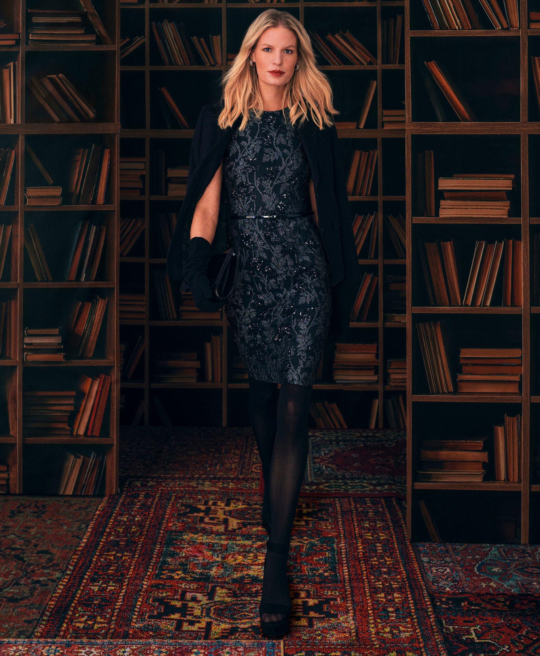 Sleeveless Sequin Lace Sheath Dress, image 2