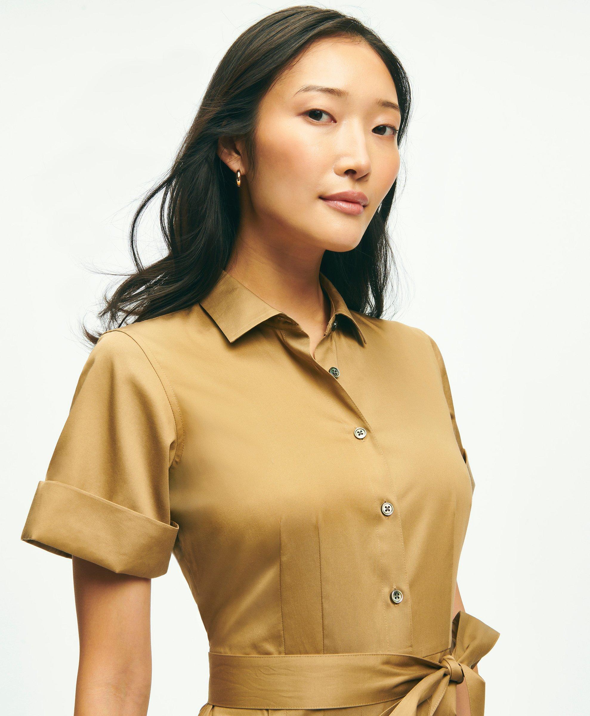 Cotton Oxford Belted Shirt Dress