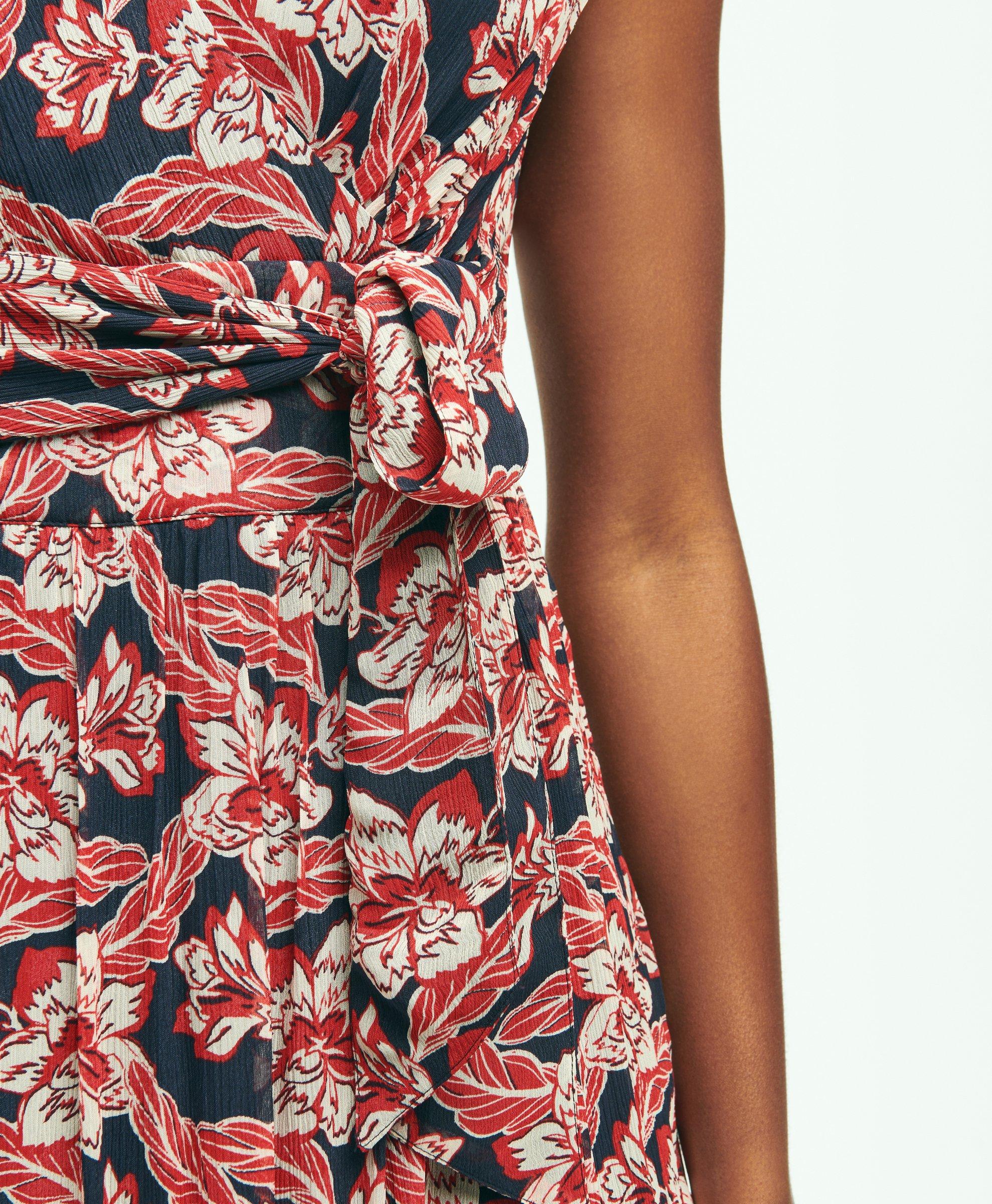 Tropical Print Chiffon Dress