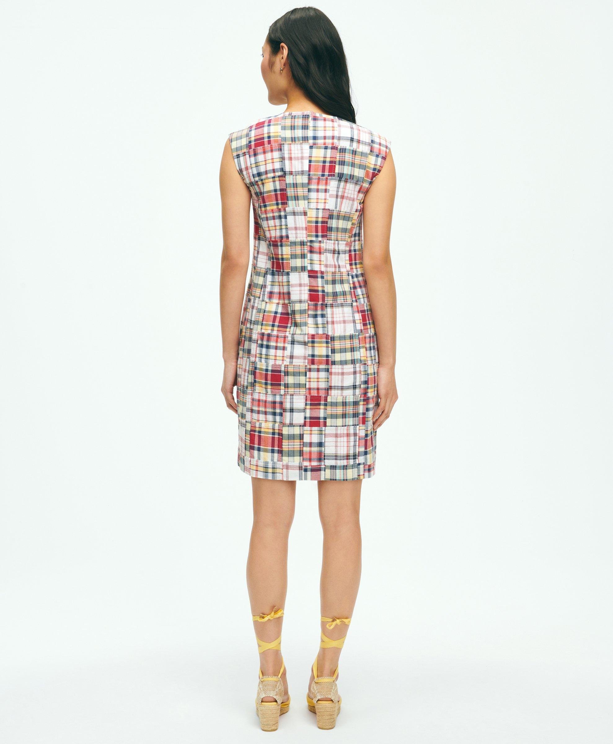 Madras Patchwork Shift Dress In Cotton