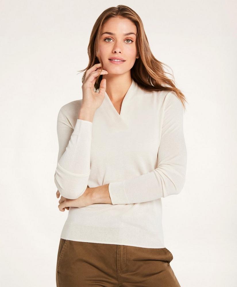 Silk-Cashmere Shawl-Collar Sweater, image 1