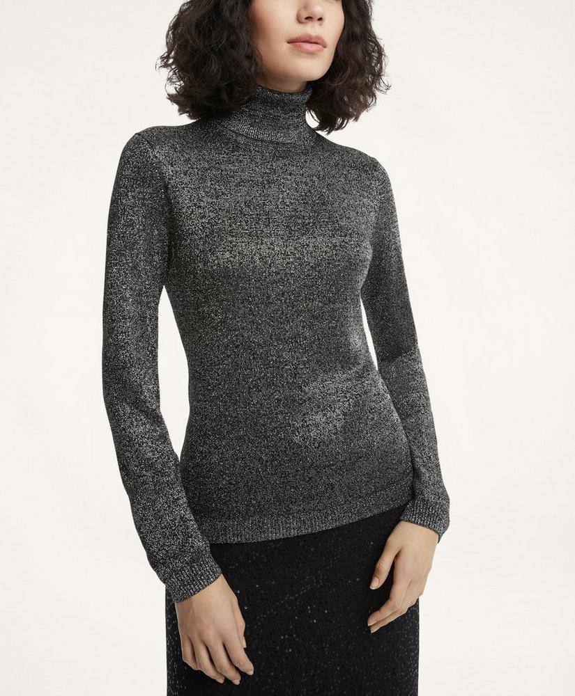 Sparkle-Knit Turtleneck Sweater, image 1