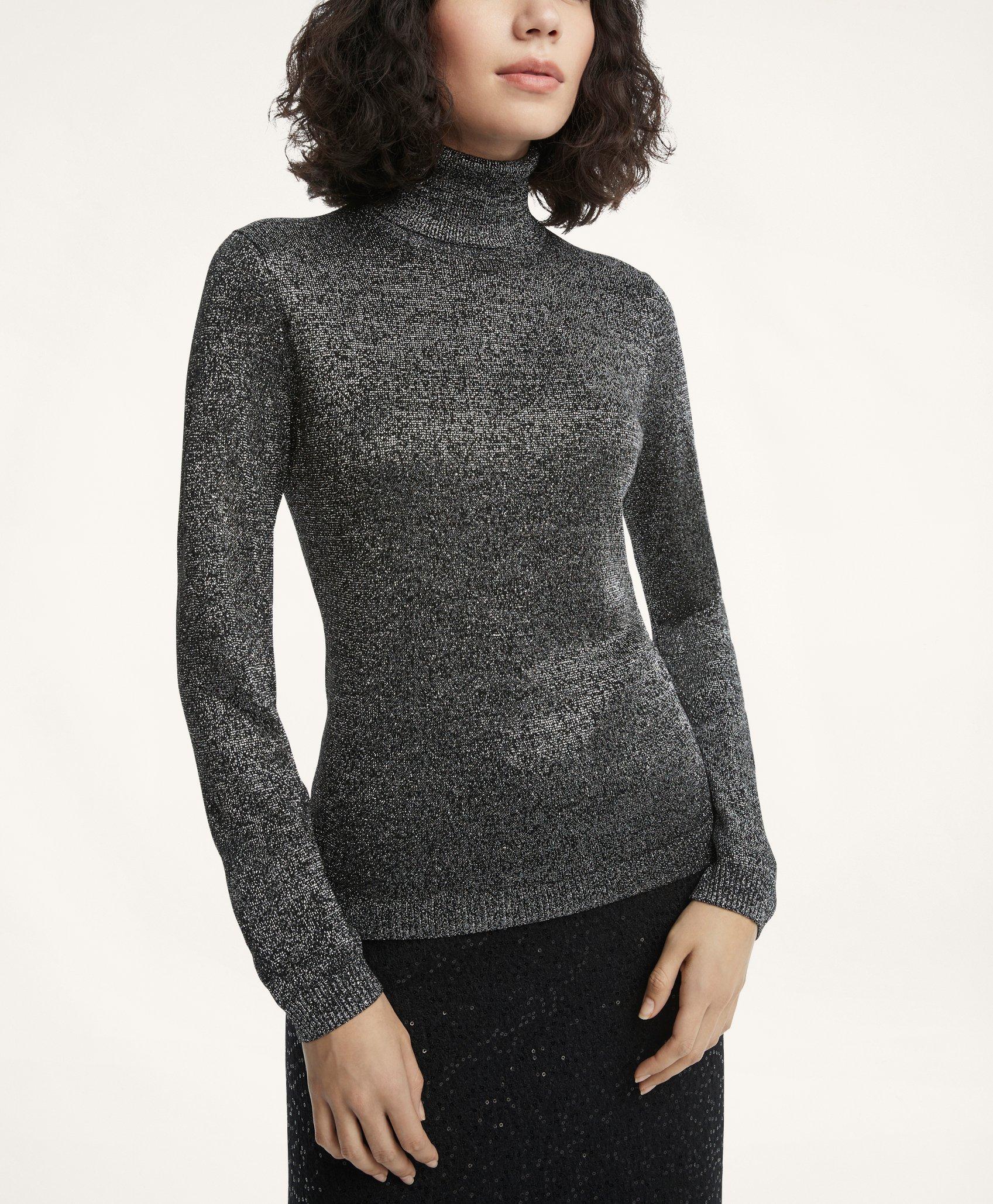 Women's dark grey kid cashmere turtleneck sweater