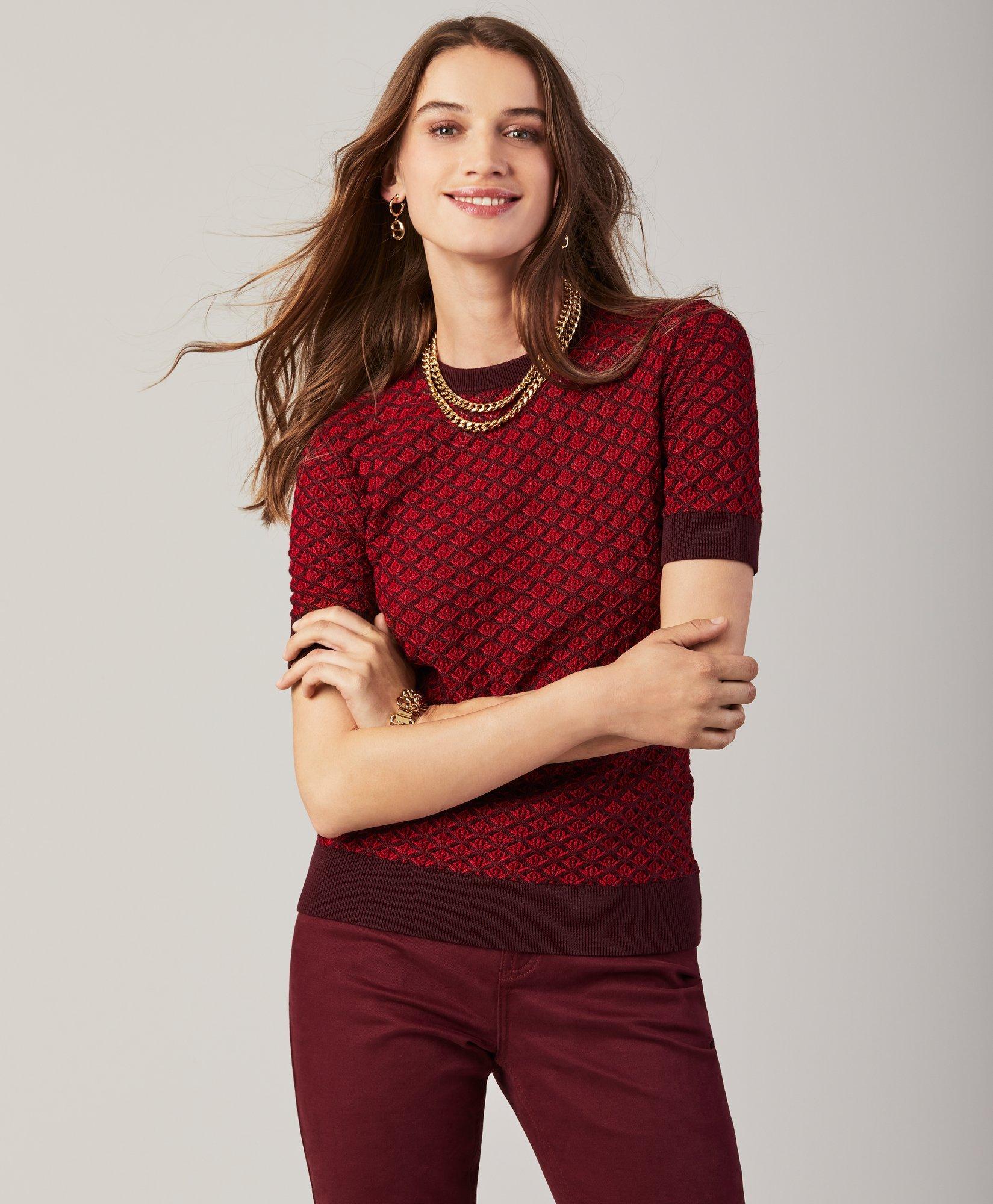 Textured Short Sleeve Sweater