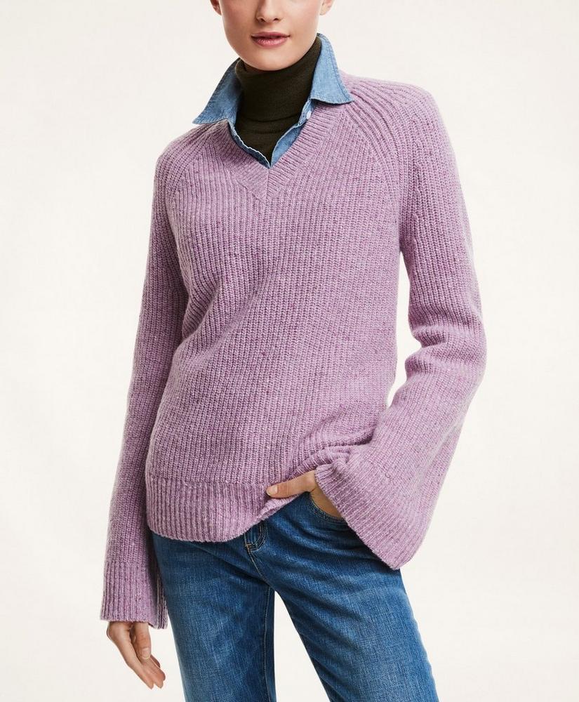 Merino Donegal V-Neck Sweater, image 1