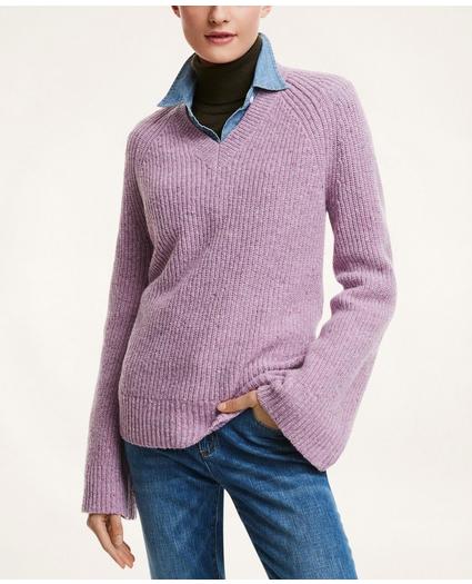 Merino Donegal V-Neck Sweater, image 1