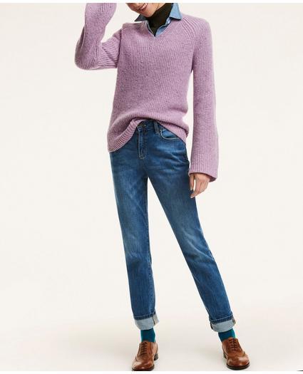 Merino Donegal V-Neck Sweater, image 2