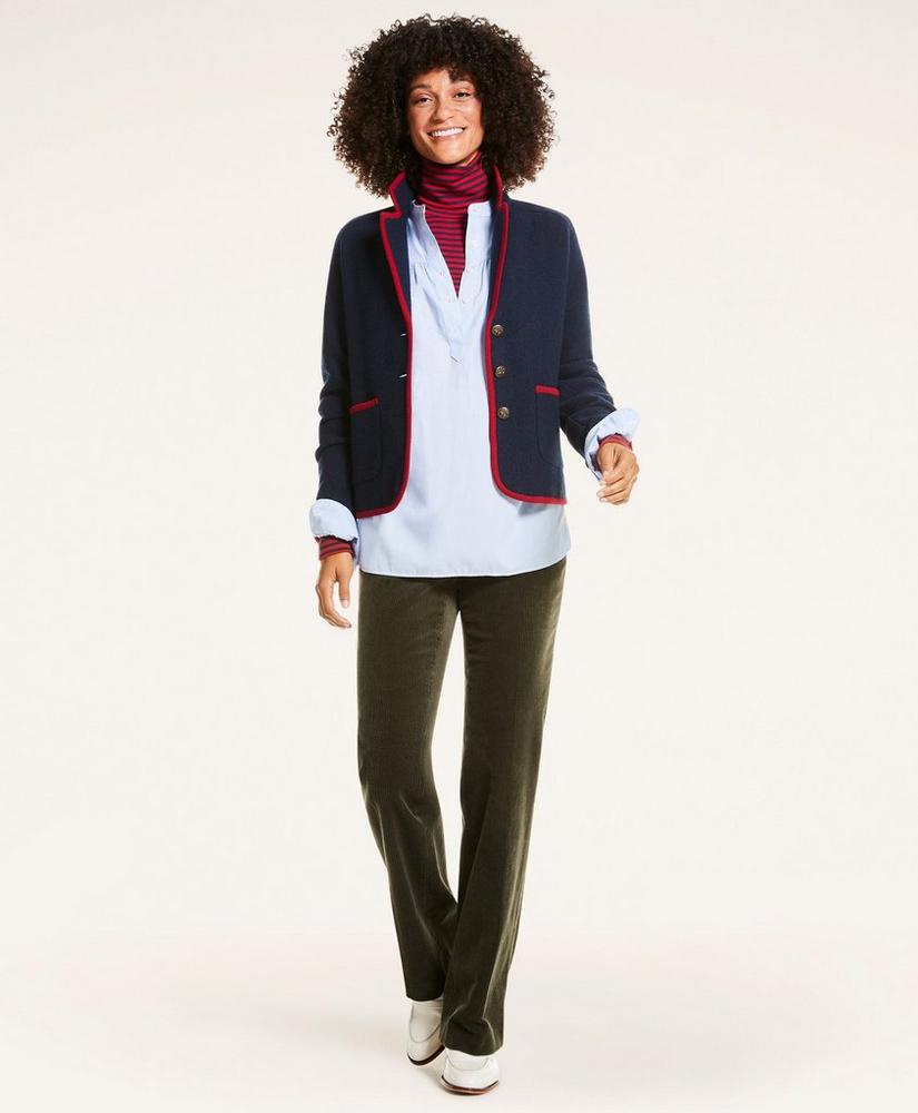 Merino Wool Contrast-Trim Sweater Jacket, image 1