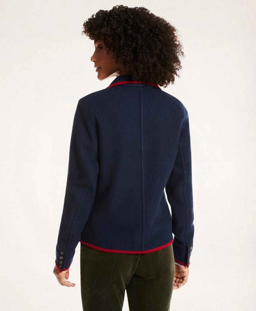 Merino Wool Contrast-Trim Sweater Jacket, image 3