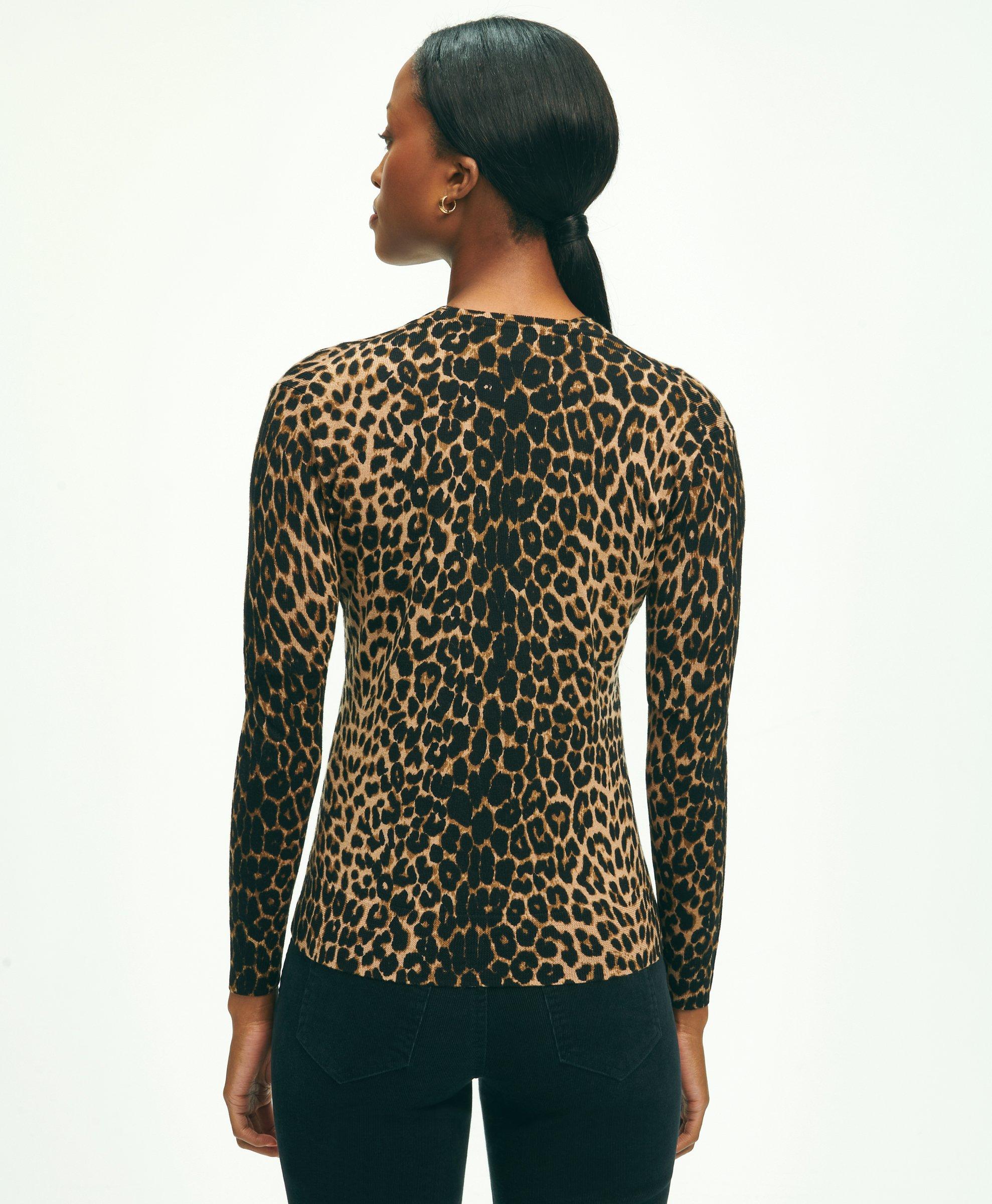 Merino Wool Leopard Print Cardigan