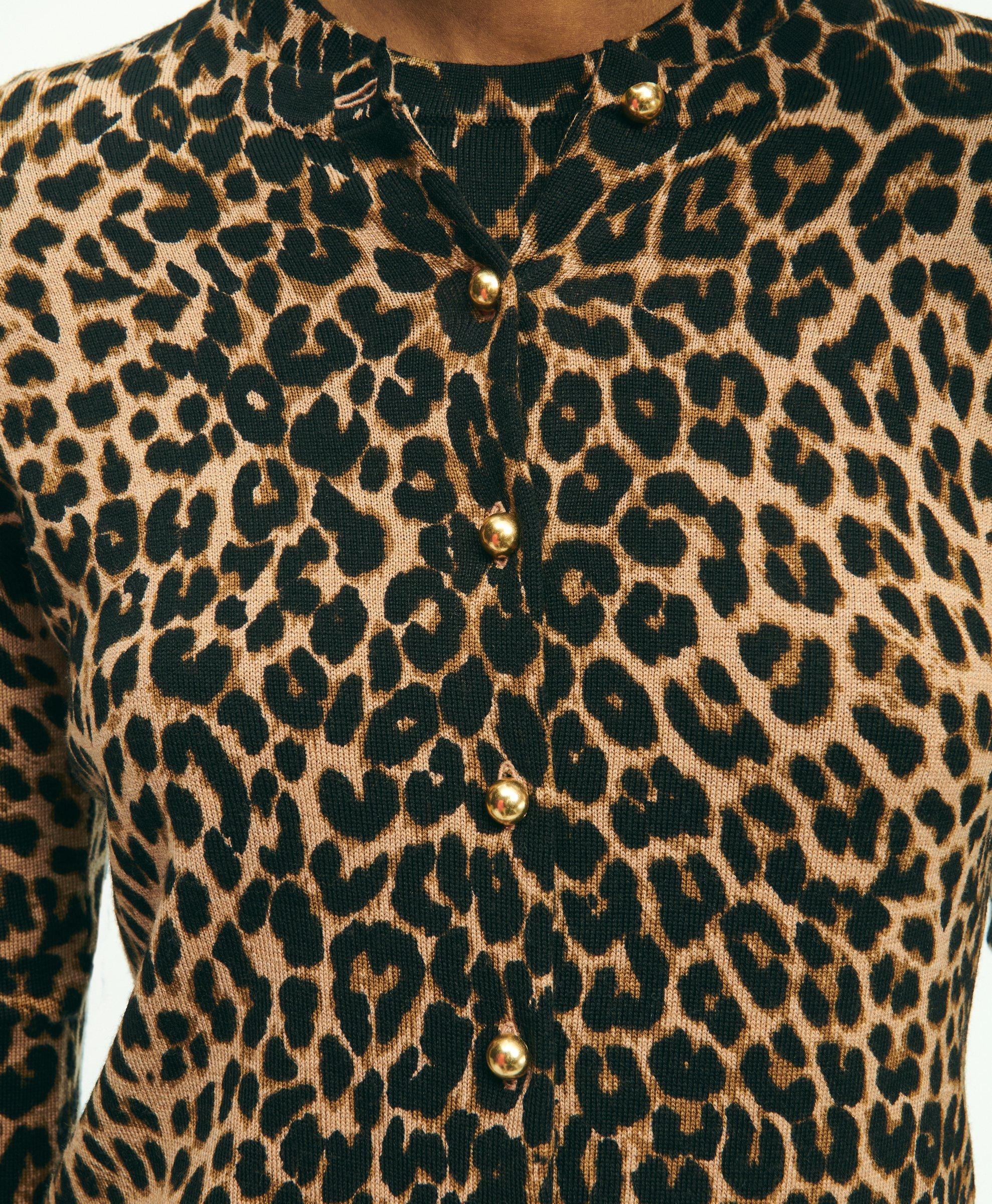 Merino Wool Leopard Print Cardigan, image 2