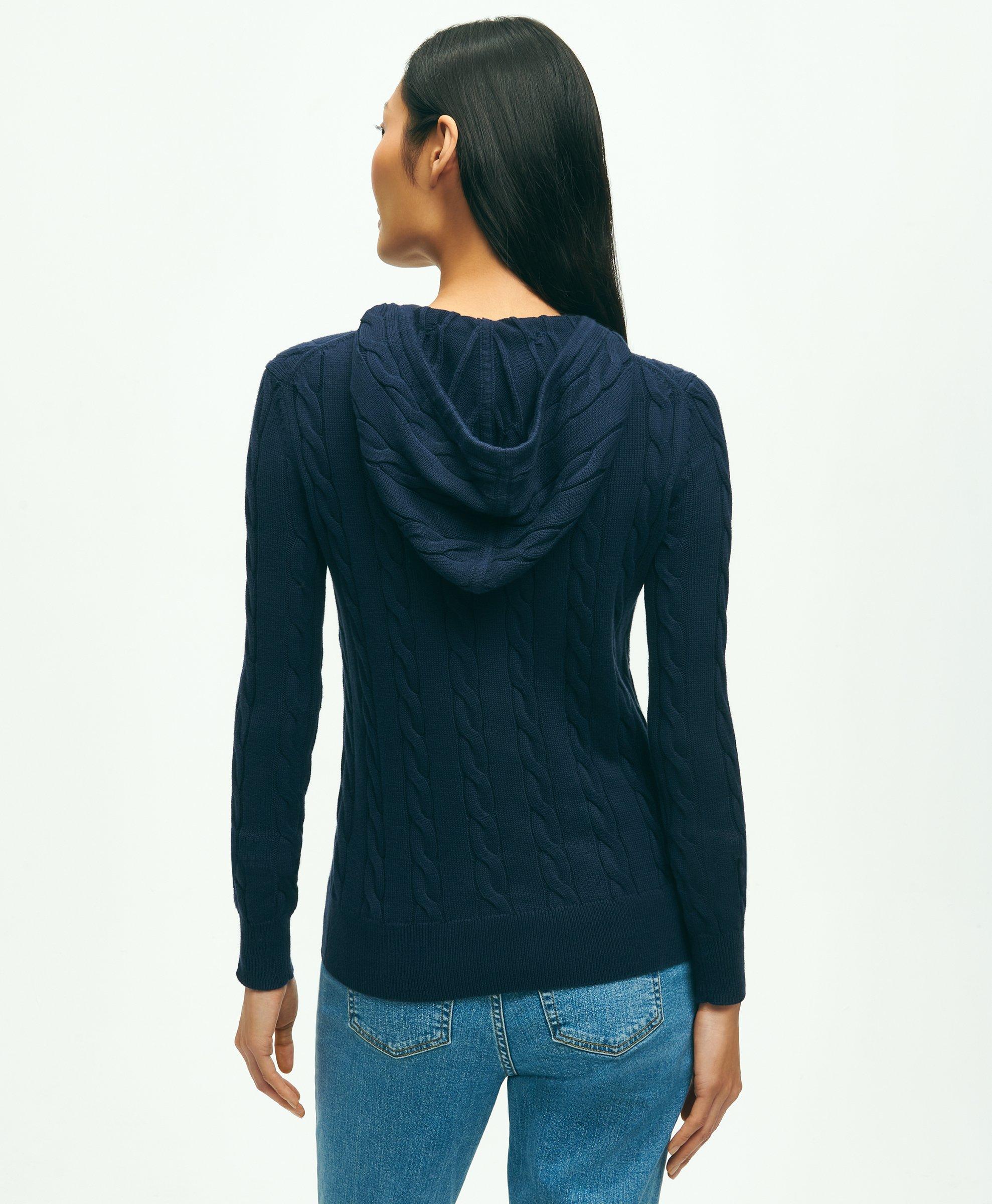 Cotton Cable-Knit Hoodie, image 2