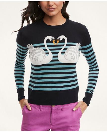 Silk Cotton Mariner Striped Swan Sweater, image 1