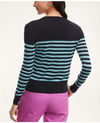 Silk Cotton Mariner Striped Swan Sweater, image 3