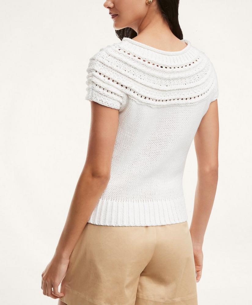 Cotton Linen Pointelle Roll Neck Sweater, image 4