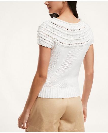 Cotton Linen Pointelle Roll Neck Sweater, image 4