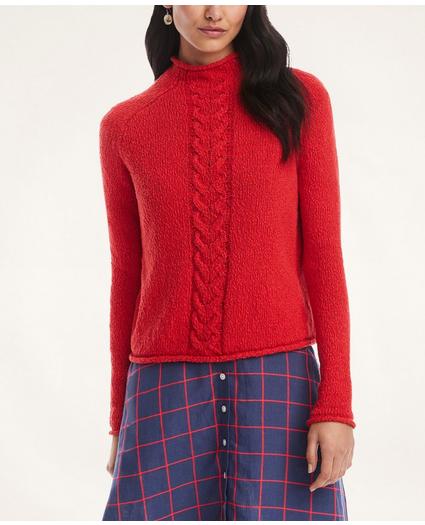 Cotton Funnel Neck Horseshoe Cable Sweater, image 3