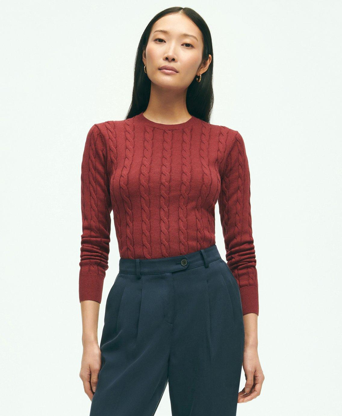 Supima® Cotton Cable Crewneck Sweater, image 1