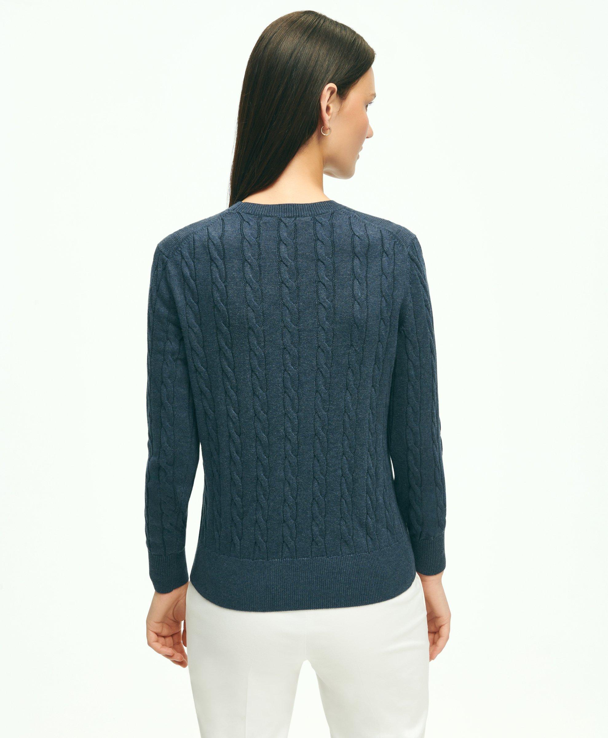 Supima® Cotton Cable Crewneck Sweater, image 2