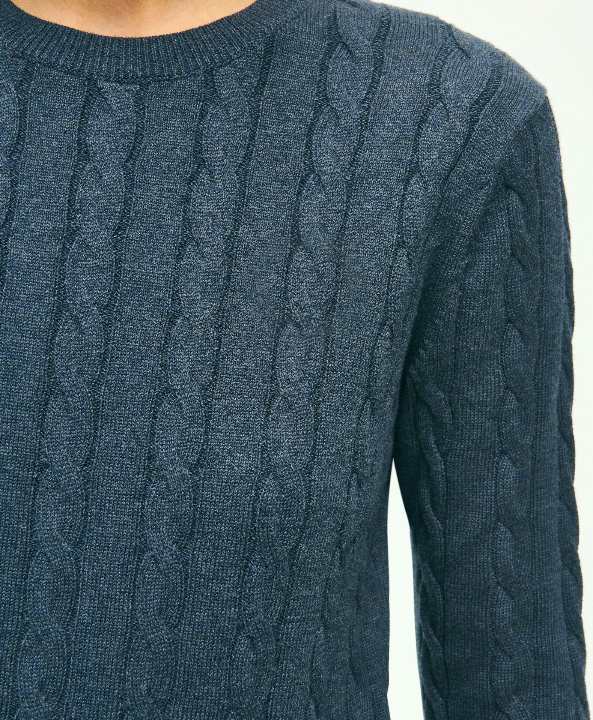 Supima® Cotton Cable Crewneck Sweater, image 3