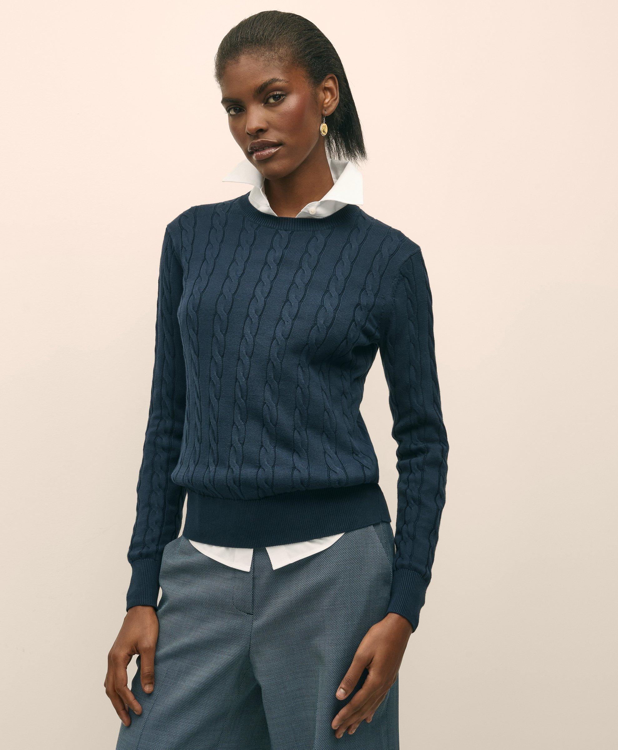 Supima® Cotton Cable Sweater, image 4