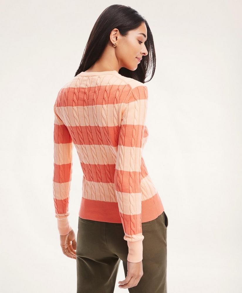 Supima® Cotton Striped Cable Sweater, image 2