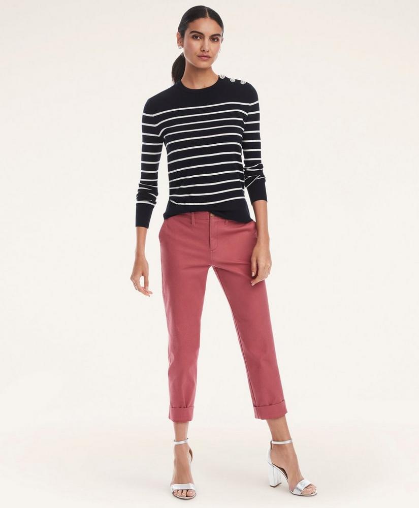 Silk-Cotton Nautical Stripe Sweater, image 2