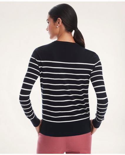 Silk-Cotton Nautical Stripe Sweater, image 4