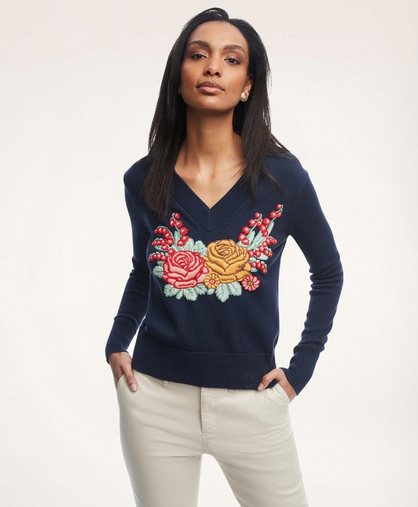 Supima® Cotton Embroidered Sweater, image 1