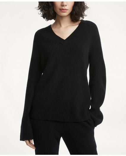 Merino Wool Cashmere V-Neck Relaxed Sweater, image 1