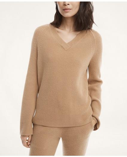 Merino Wool Cashmere V-Neck Relaxed Sweater, image 1