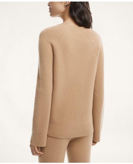 Merino Wool Cashmere V-Neck Relaxed Sweater, image 2