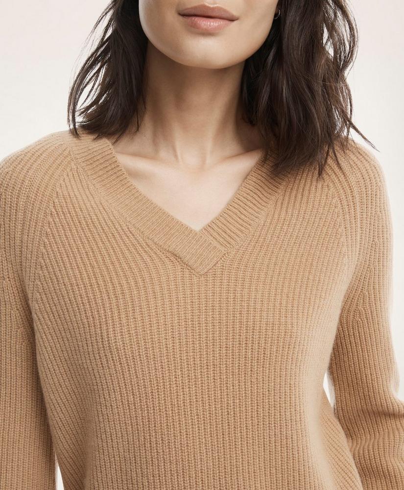 Merino Wool Cashmere V-Neck Relaxed Sweater, image 3