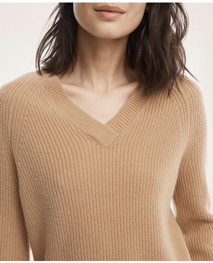 Merino Wool Cashmere V-Neck Relaxed Sweater, image 3