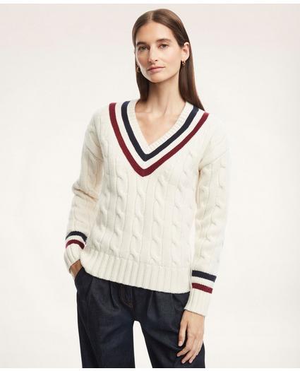 Merino Wool Cashmere Tennis Sweater, image 1