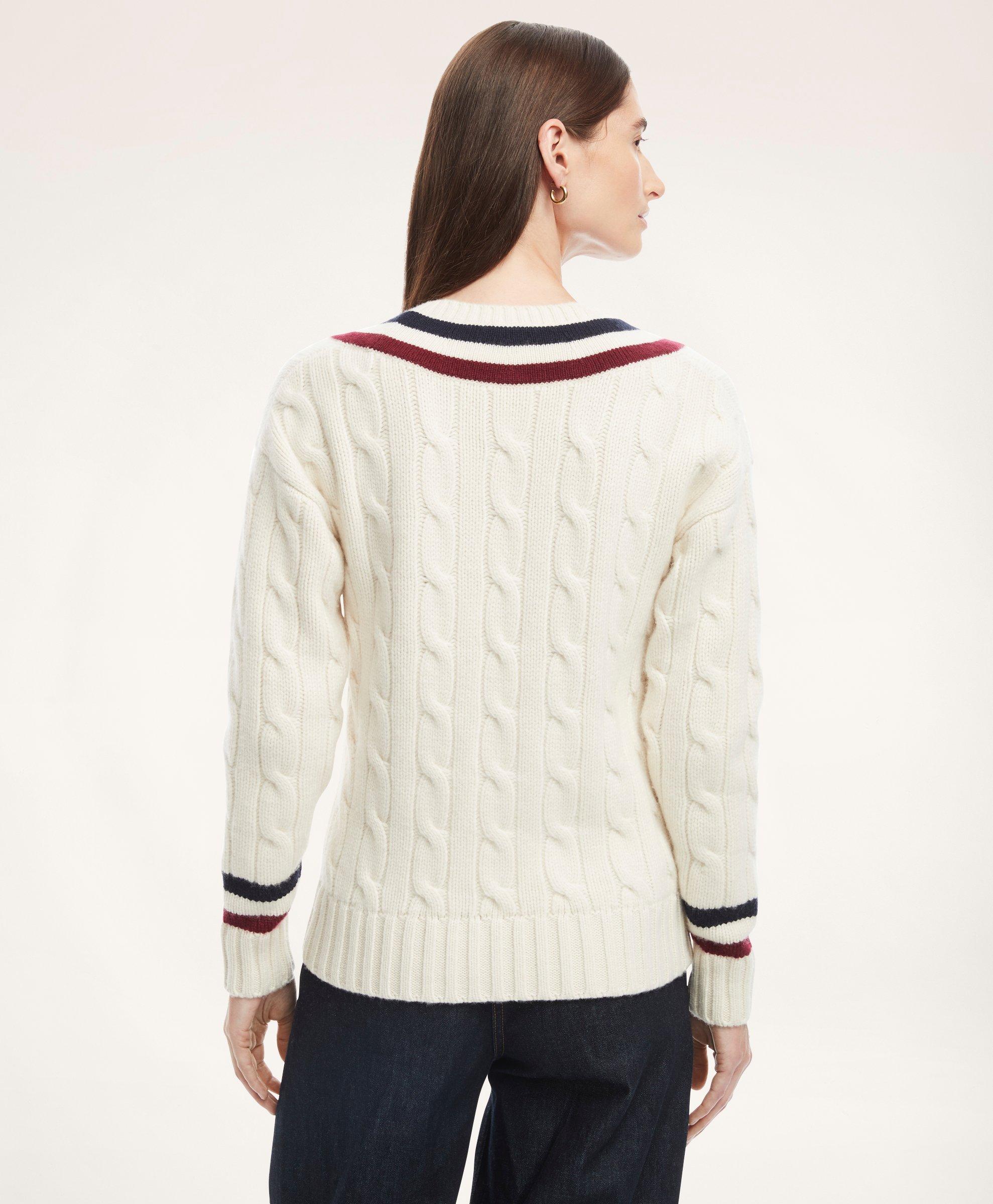 Merino Wool Cashmere Tennis Sweater, image 2
