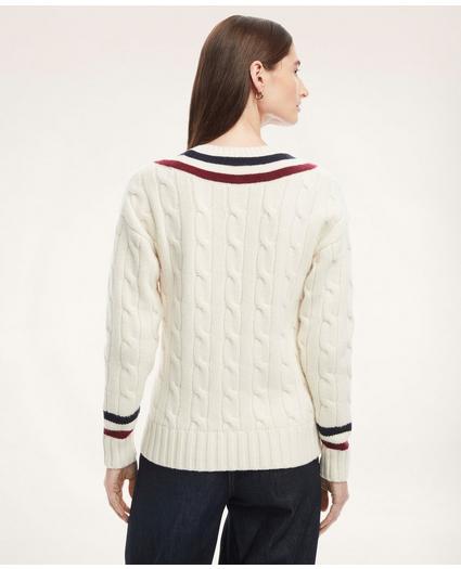 Merino Wool Cashmere Tennis Sweater, image 2