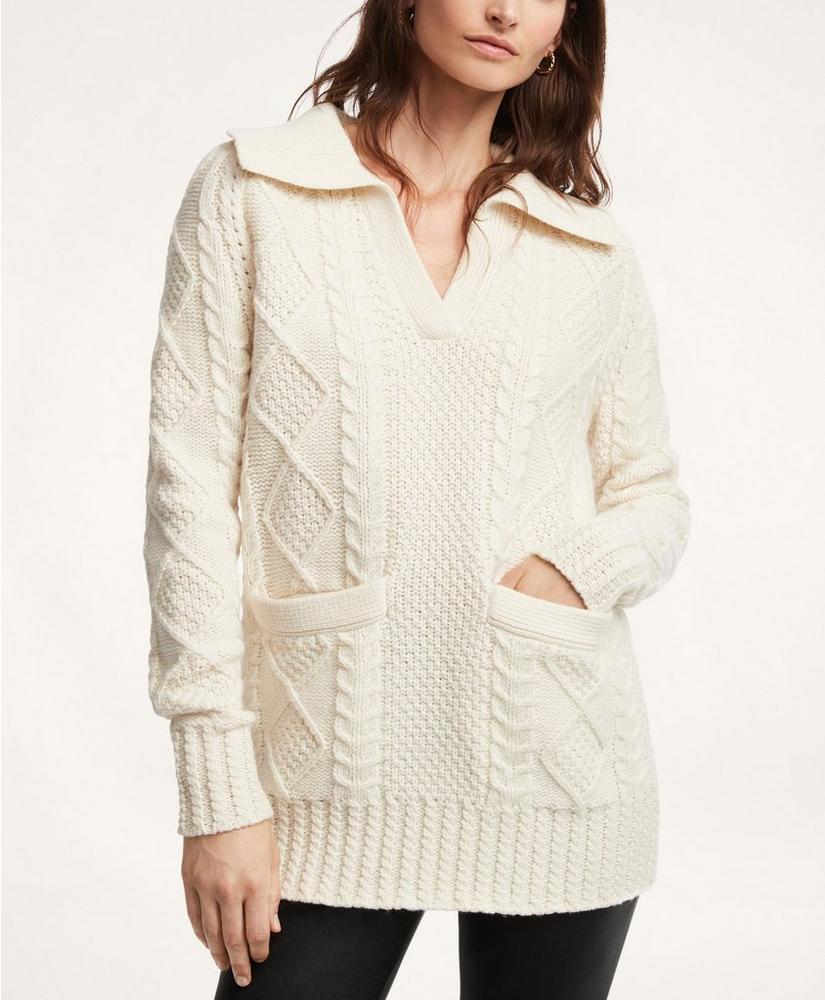 Merino Wool Aran Knit Sweater, image 1